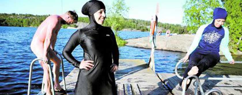 مایو پوشیده زنانه و دخترانه 2016 مایو اسلامی بورکینی مایو نیمه پوشیده لباس شنای پوشیده