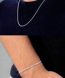 ست دستبند گردنبند زنجیردار 925عیار نقره برند Ventino Silver کد 1698066730
