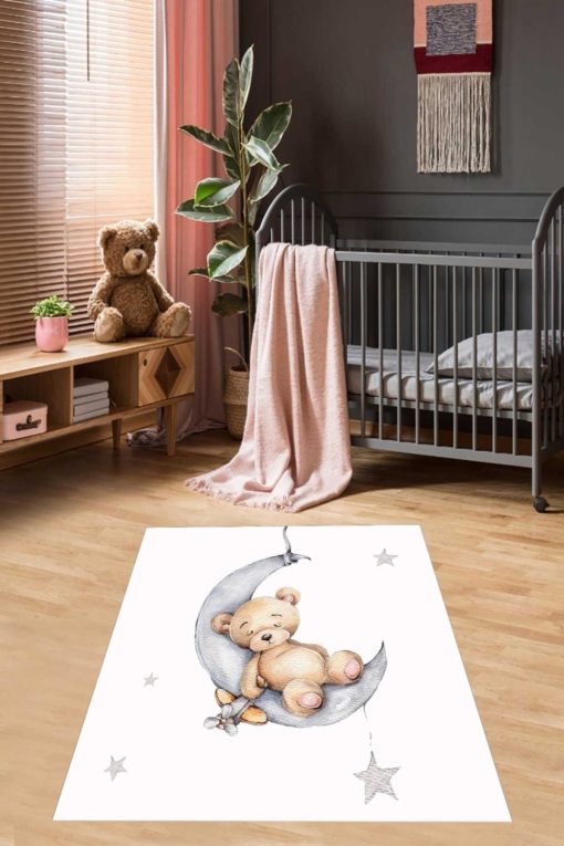 فرش چاپ بچه گانه کودک قابل شستشو کف دیجیتالی لیز نمیخورد طرح خرس کوچولو رنگی برند Bona Fortuna کد 1697825003
