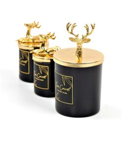 شمع ست لیوان معطر تزئینی طراحی ویژه وانیلی طلایی مشکی برند Tiem Concept کد 1698654806