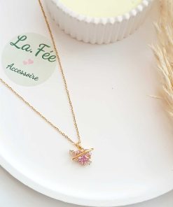 گردنبند فولادی قلب سنگی صورتی زنانه برند La fee aksesuar کد 1700427567