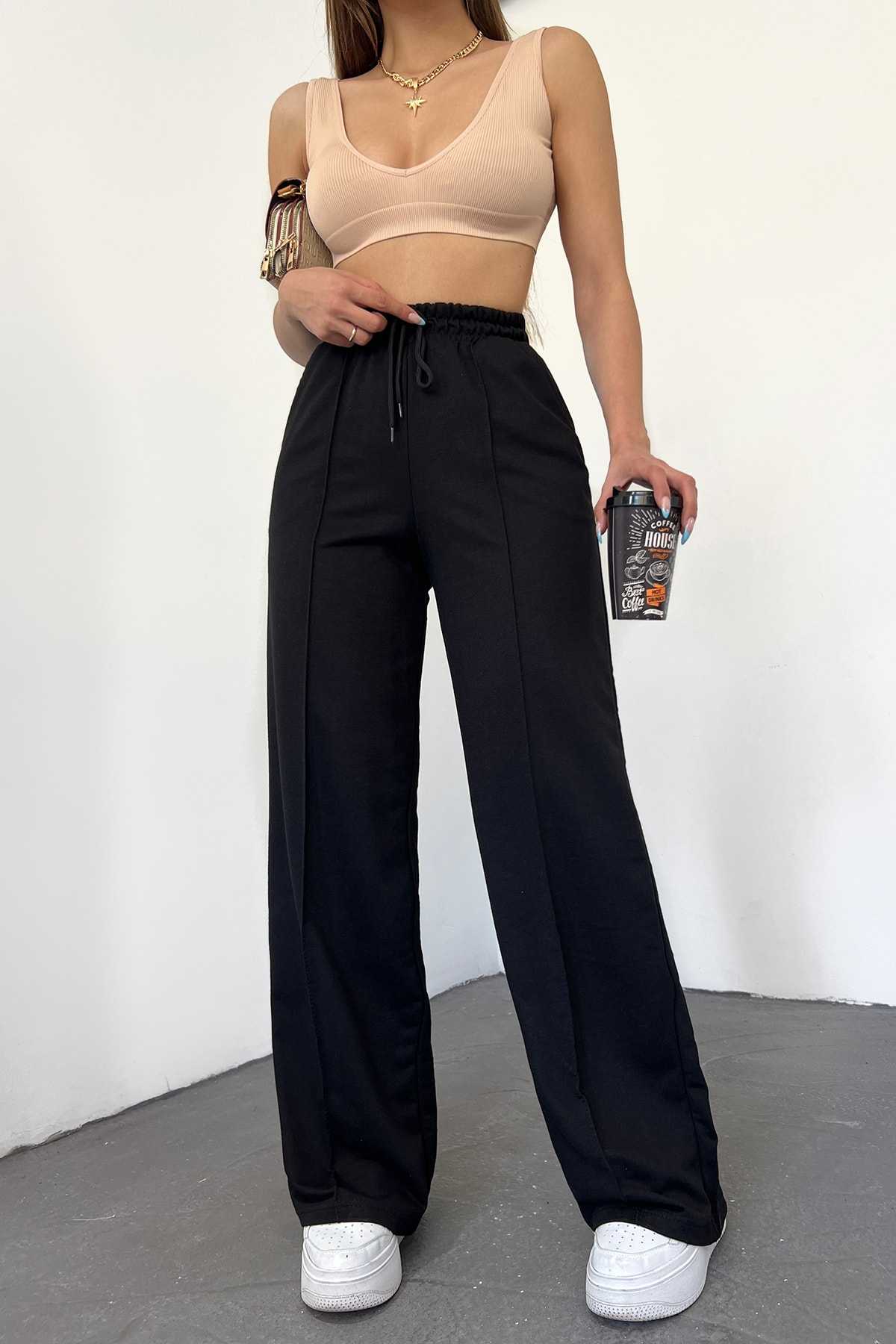 شلوار راحتی پاچه گشاد با مشکی زنانه برند Sun Victoria کد 1700411646