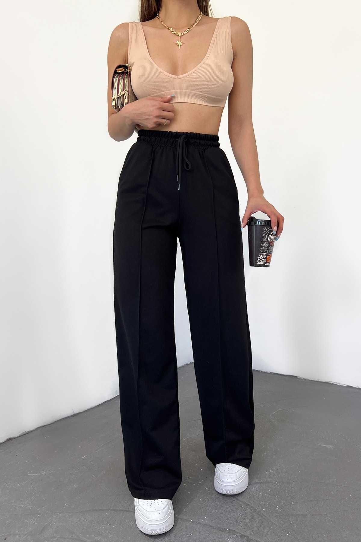 شلوار راحتی پاچه گشاد با مشکی زنانه برند Sun Victoria کد 1700411646