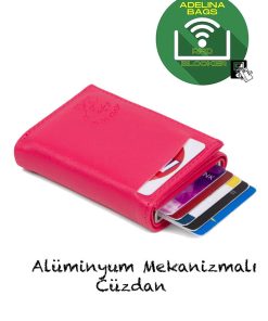 کیف پول اتوماتیک nova سرخابی جا کارتی چرم آدلینا برند Newish کد 1700270477