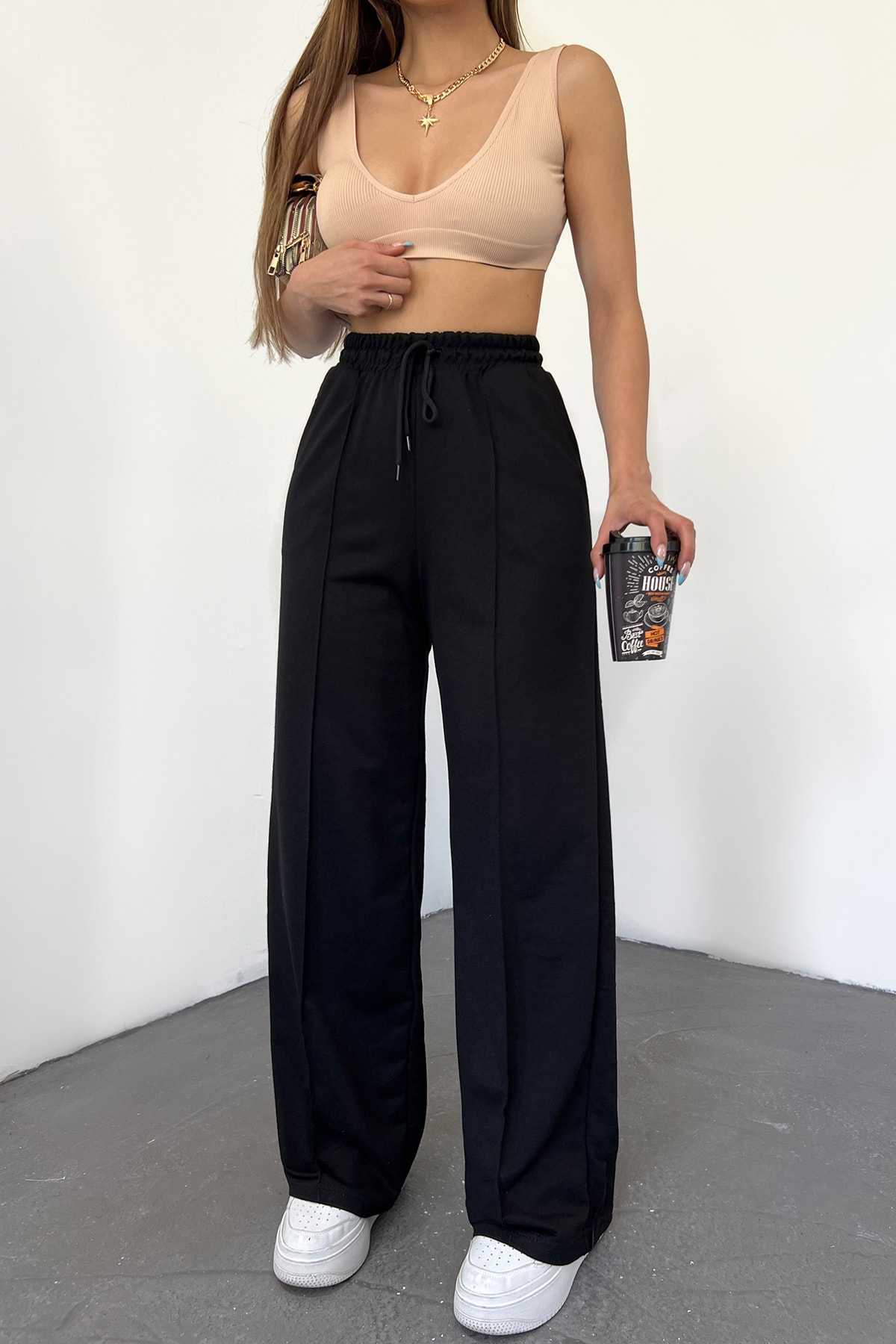 شلوار راحتی پاچه گشاد با مشکی زنانه برند Sun Victoria کد 1700411646