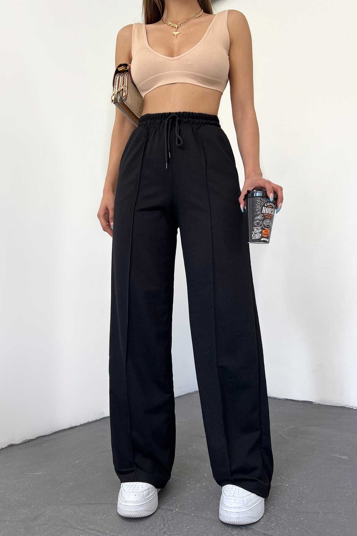 شلوار راحتی پاچه گشاد با مشکی زنانه برند Sun Victoria کد 1700411646