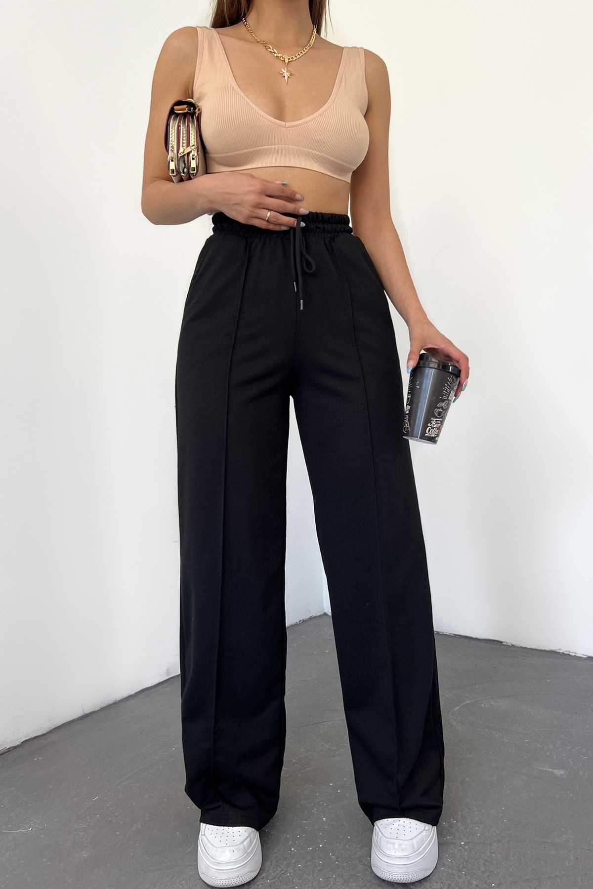 شلوار راحتی پاچه گشاد با مشکی زنانه برند Sun Victoria کد 1700411646