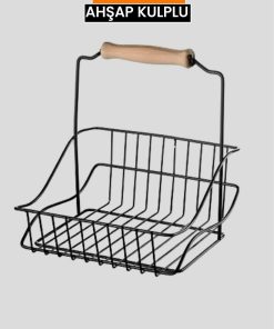 سبد آشپزخانه دسته دار فلزی چوب مشکی 20x20cm برند Orvila کد 1706979140