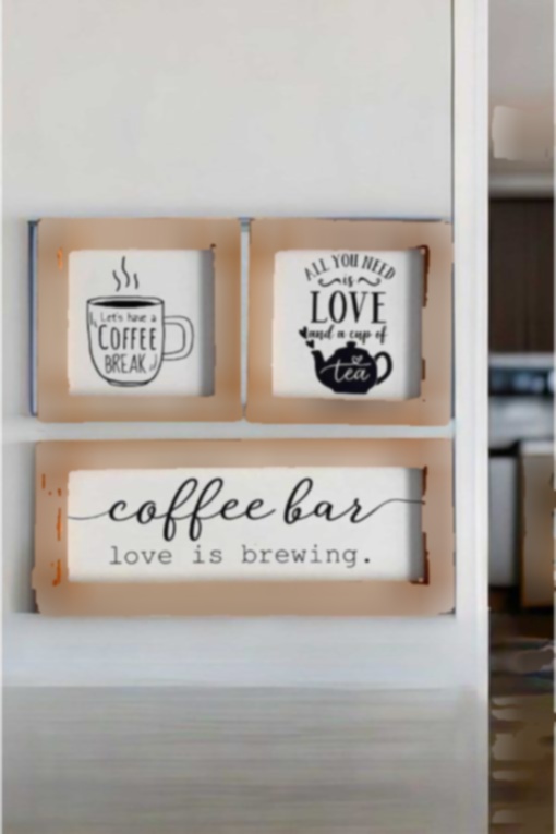 ست تابلو دیوار گوشه ای آشپزخانه چوب چای دکوری قهوه برند Tooall کد 1706922732