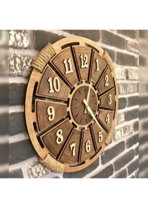 ساعت دیواری چوب طرح‎دار حصیری برند AHŞAP ATÖLYE کد 1715430863