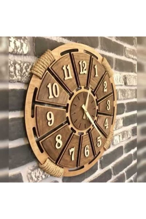 ساعت دیواری چوب طرح‎دار حصیری برند AHŞAP ATÖLYE کد 1715430863