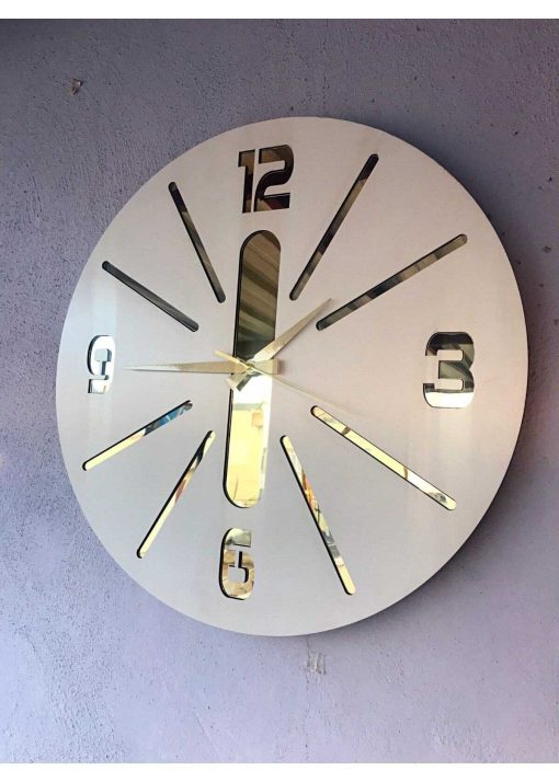 ساعت دیواری متفاوت تزئینی چوب طرح‎دار رنگ سفید برند AA Shop کد 1715348063