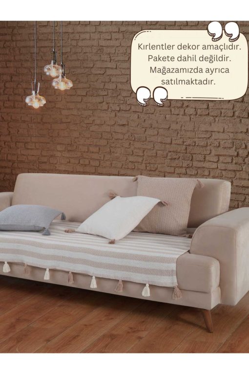 رو مبلی کاناپه بژ دیوان 200x115cm برند Lux Touch کد 1715346970
