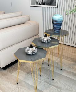 میز قهوه سیمی فلزی پا مدل هشت ضلعی سری طلایی برند Modalanka کد 1715329754