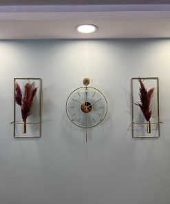 ساعت دیواری تزئینی مدرن شیشه ای فلزی طلایی