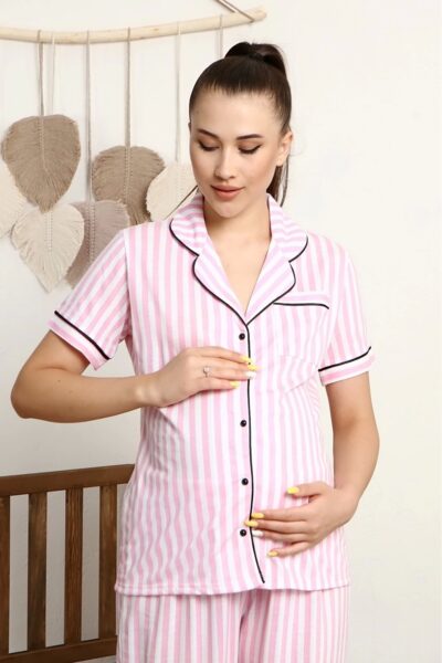 لباس راحتی 1000 راه‎راه خط‎دار صورتی بارداری برند LadyMina Pijama کد 1717286471