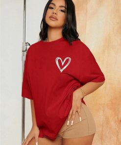 تیشرت گشاد چاپی قلب برند Doğannboss کد 1717333962
