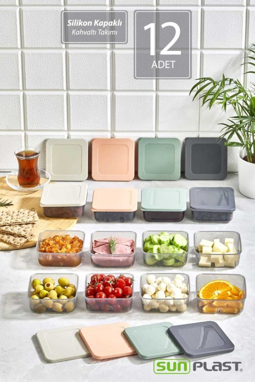 ست صبحانه ظرف نگهداری مواد غذایی سیلیکون پیک نیک درب‎دار مربع برند Sunplast کد 1719541161