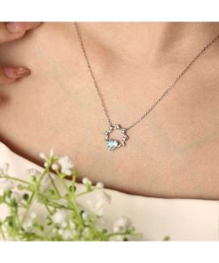 گردنبند رودیوم نگین دار قلب Aqua 925عیار روکش نقره برند artiesuart کد 1719668599