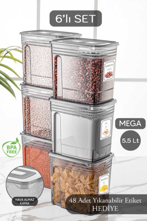 جعبه تنظیم کننده کمد ظرف نگهداری آرد انبار مواد غذایی شکر 5lt جامبو تنظیم- برند Meleni Home کد 1719541166