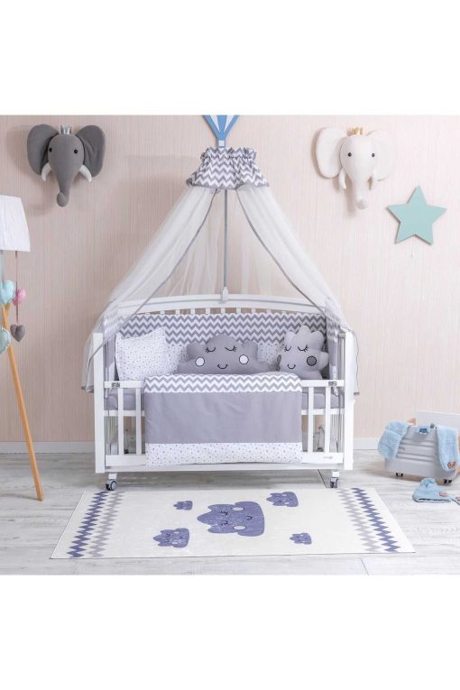 ست خواب گهواره کودک 11تکه شکل‎دار طوسی برند Mini Baby کد 1719671600