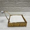 جا دستمالی جعبه فولادی ضد زنگ اینه‎ای کار شده نگین دار طلایی برند devigo کد 1719538504