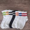 بسته جوراب راحت پنبه ای نیمه راه‎راه سفید برند SOCKSHION کد 1719543976