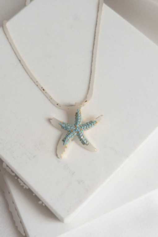 گردنبند زنجیر فولادی ستاره ظریف آبی نگین دار زنانه برند Karflake کد 1720016776