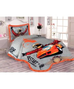 ست روتختی پارچه مخملی پنبه دوزی شده تک نفره طرح‎دار ماشین مسابقه برند Doruklar Home Collection کد 1721742869