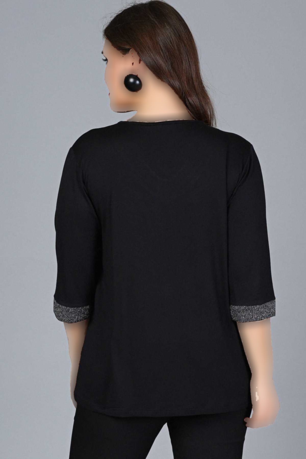 بلوز یقه نیم آستین اکریلیکی سایز بزرگ برند Curvy Trend کد 1720584686