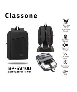 کوله پشتی لپ تاپ حرفه ای پارچه سری مشکی ضد آب wtx ساوانا برند Classone کد 1720802831
