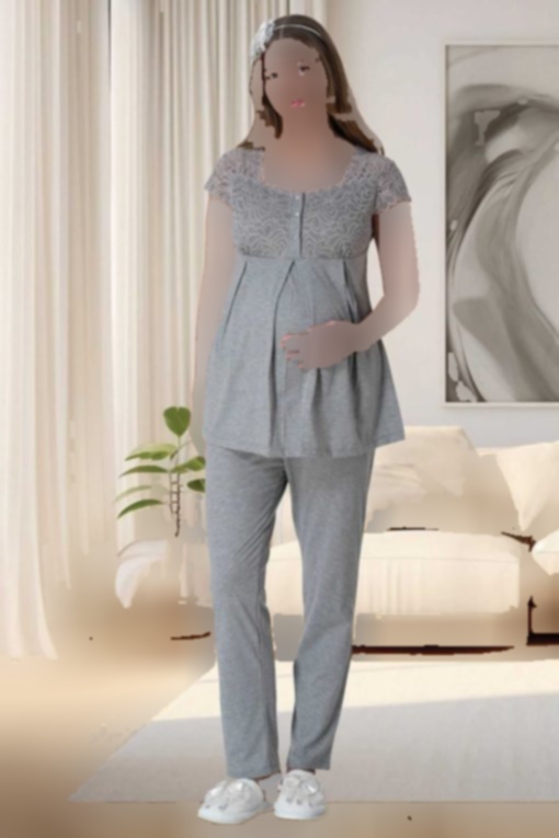 لباس راحتی کمر 25ابریشم مصنوعی 75پنبه لاستیک قابل تنظیم است. بارداری برند Mecit Pijama کد 1720862654