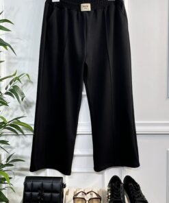 کمر کشی پاچه گشاد طرح‎دار مشکی شلوار قرن برند Aşkı Endam کد 1720626432