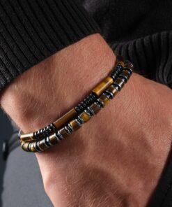 دستبند طبیعی کادو چشم ببر سنگی ترکیبی مردانه برند Ssilhoutte Doğaltaş کد 1722270381