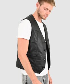 جلیقه مشکی کلاسیک چرم مردانه برند ALİN کد 1720622691