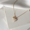 گردنبند زنجیردار فولادی ظریف کار شده قلب طرح‎دار سنگی زنانه کلمه ای برند Karflake کد 1720018645