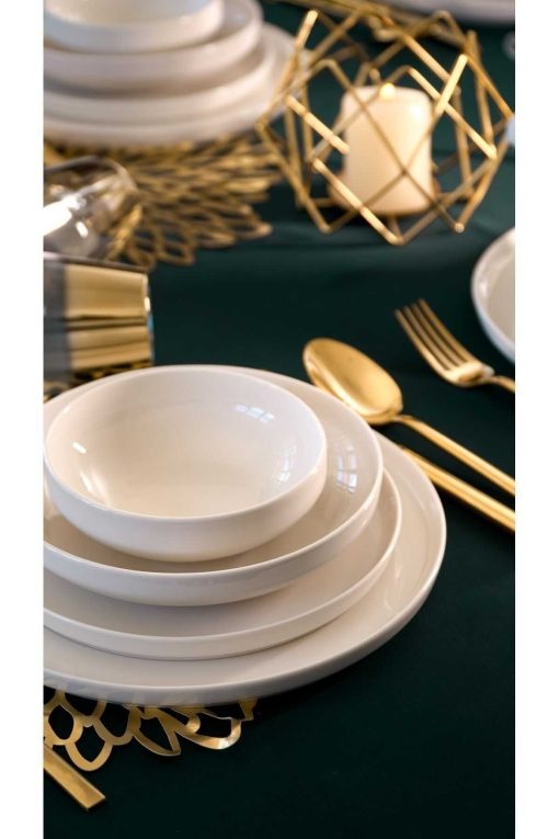 سرویس غذاخوری چینی 6نفره 24تکه طرحدار رویا سفید برند Heda Porselen کد 1719932118