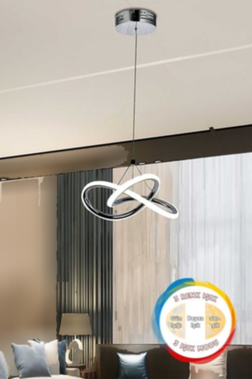 لوستر اتاق آشپزخانه سالن مدرن قدرت نورانی 3رنگ کروم تکی برند Dekorluna کد 1720047144