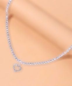 گردنبند قلب آب نگین دار زنانه برند H&E DESIGN کد 1720479867