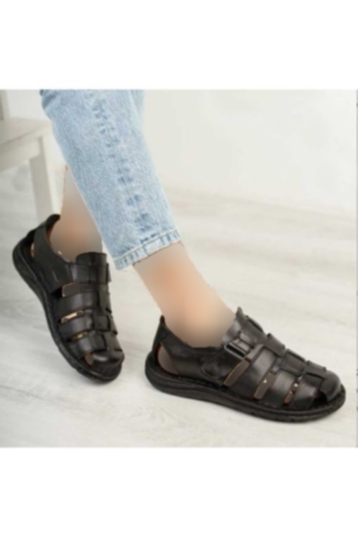 صندل ارتوپدیک چرم مشکی مردانه برند MAGIC SHOES کد 1720072387