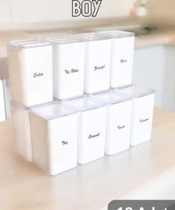 ظرف نگهداری ست‎ادویه چینی آکریلیک به صورت 500میلی لیتر با هدیه خلاء برند Denizcan Home کد 1720291536