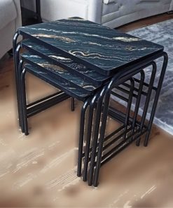 ست میز قهوه فلزی براق سه بعدی از سازنده پایه‎دار استاتیک مشکی برند HOMEBELLA کد 1720039887