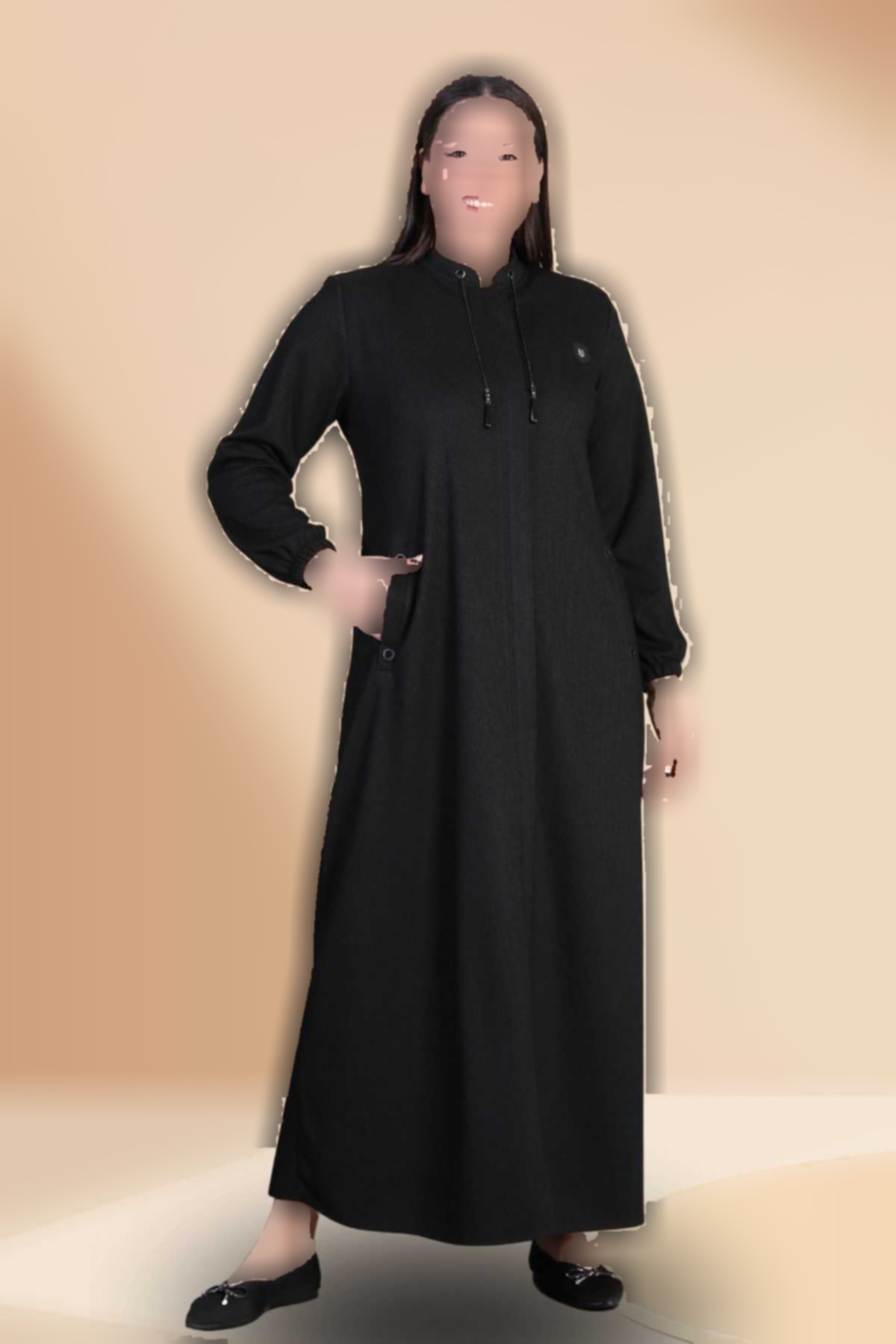 کامل زمستانی قد سایز بزرگ مشکی پالتو زنانه برند Ferace کد 1720591332