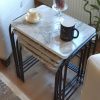 میز قهوه فلزی سنگ مرمر طوسی از سازنده پایه‎دار مشکی استاتیک برند HOMEBELLA کد 1720041064