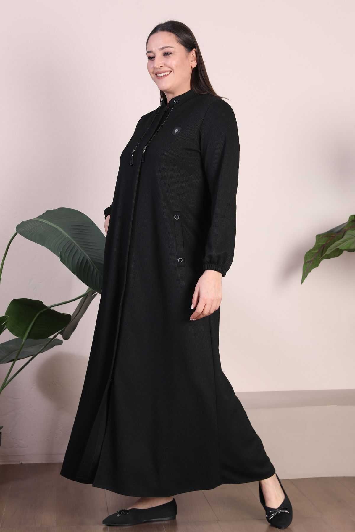 کامل زمستانی قد سایز بزرگ مشکی پالتو زنانه برند Ferace کد 1720591332