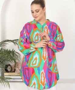 تونیک راحت نرم ابریشم مصنوعی بافته شده طرح‎دار برند Tunikteks کد 1723550736
