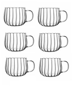 لیوان فنجان حرارت شیشه ای 6عدد مقاوم 350میلی لیتر راه‎راه برند Çavdar Group کد 1724855305