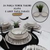 سرویس غذاخوری طرح‎دار 6نفره 24تکه مشکی برند Arna Porselen کد 1722668972