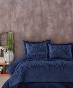 ست روانداز تخت خواب الیاف مخملی بهار دو‎نفره سرمه ای برند Elart کد 1722669080
