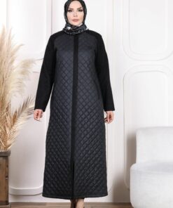 کت کاپشن زمستانی کامل پنبه دوزی شده قد پوشیده مشکی زیپدار برند Tuğralı کد 1727015904